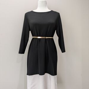 New York & Company Black Dress with Gold Belt